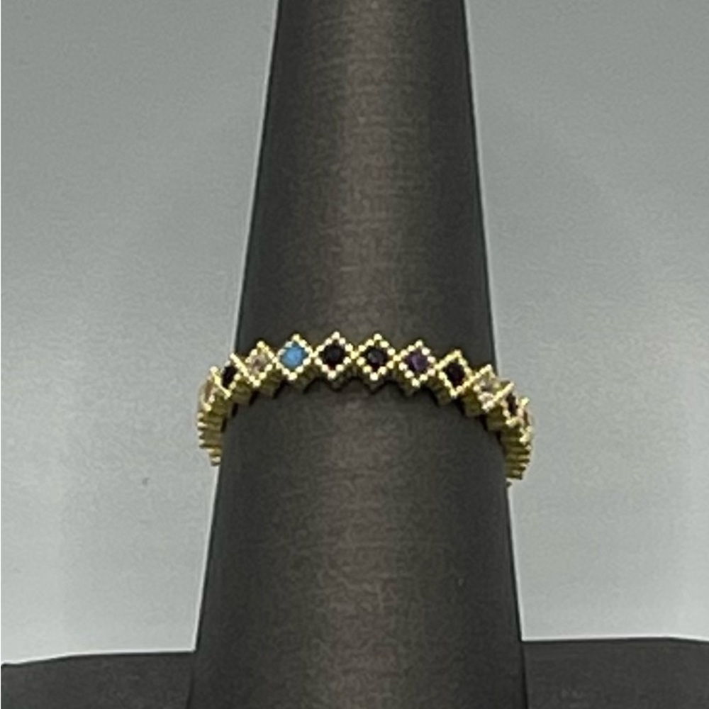 Gold Plated over Sterling Silver Multicolor Gemstone Ring